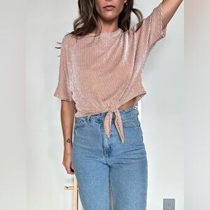 Acemi Burnt Orange & White Knotted Top